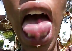 Fit ebony shemale with small tits strokes her black schlong