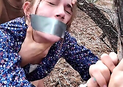 Pretty Slim Submissive Babe Gets Fucked Mercilessly Hard In Her Mouth & Twat In the Forest