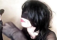 Blind Masked Shemale Mouth Hard Trash Drink Attempt (part two)