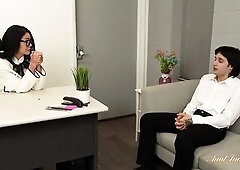 Aged Boss Lady Dana Vespoli seduces her recent employee at the office! That babe sucks his rod, then lets him screw and creampie her older snatch! A l