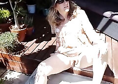 Sunbathing my large twat