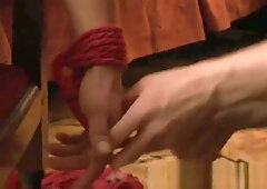 Restrained sub stud submits to his master