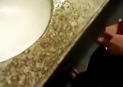 Dare to JO in a public restroom 6