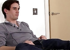 Amateur twink Mark Green interviewed and jerking off to cum