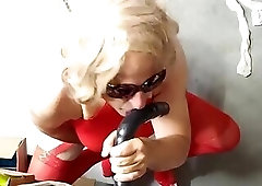 BJ Super Deep Skills in Red Lingerie