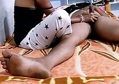 Super hot Indian wifey gives homemade handjob and footjob