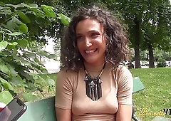 Small tits brunette girl gets fucked with cum in her mouth