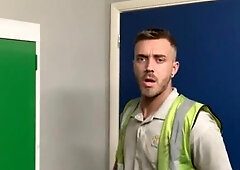 Engineer stroking at work