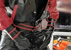 three layer spandex victim boinked by fake penis before going out