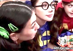 Halloween candy stealing turns to fourway shlong sucking for those wicked teens