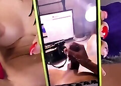 Sara is surprised of the amount of cum she ejaculate