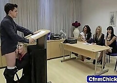 Clothed babe humiliates