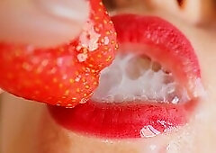 STRAWBERRIES WITH CUM-CREAM. A delicacy story of Food and Sperm Fetish. CIM