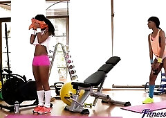 Large butt British and Czech ebony angels nasty secret sex in the gym FULL SCENE - Fitness Rooms