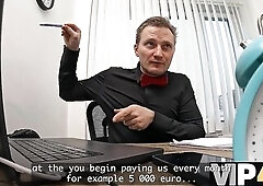 VIP4K. Hawt eighteen-year-Old Brunette hair gets banged Hard in the Office to secure a Loan