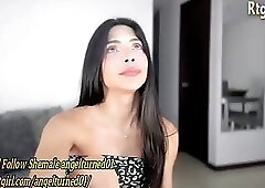 slender latina shemale angel with sexy feet legs masturbates on webcam