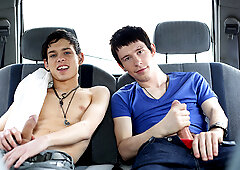 Hard anal bang in the back of a van for Aaron Aurora and Josh Parker