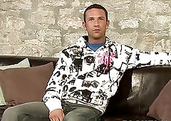 Inked jock beating off his big meat solo