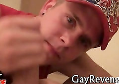 Amateur gay gets mouth banged