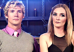 BDSM domina whipping and pegging her pathetic bound subject