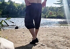 Very Shy Slender dipping at the beach