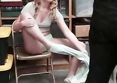 DisgustedGirl - Redhead gets banged on desk by intimate investigator