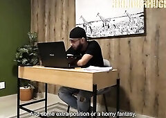 I hire a bitch whilst my wife works and we end up having a three-some out of a cock rubber