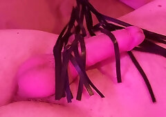 Toying with a cane on my man sausage and pouch