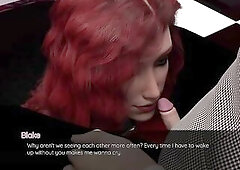 Redhead Trans Blake Sucks Cute Little Ramrod of Her Sissy Partner Liam in An Open Public Resturant and Caught by Owner