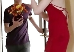 Tgirl Casey Kisses hot sex on the couch