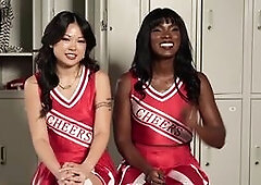 Dominating cheerleader of locker room