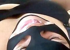 masked bride drinking semen and sucking balls