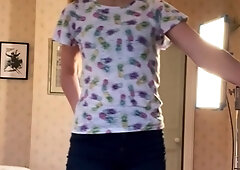 Amateur striptease and Solo masturbation