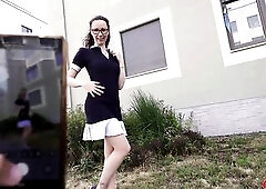 German Scout - Slender and Shy German Glasses Student Beauty Ronya Rabe at Casting Screw