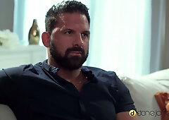 Dane Jones Betzz teases in black lace before passionate sofa love