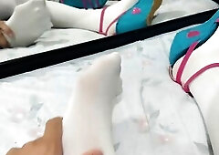 feet fetish white stocking hose
