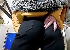 Shiny Yellow Downjacket BJ – Twat Rules Shirt and Double Cum on My Clothing