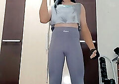 Sakura Nakamura Cute Legging Grey Sexy