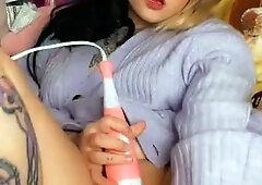 Wild blonde teen LIBRARY deep toying pussy on webcam