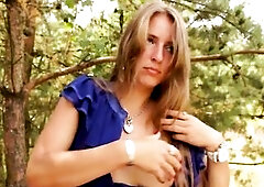 A charming brunette hair in the woods. I merely noticed her smooth snatch. As in a short time as this babe saw me, that babe turned into a lewd bitch.
