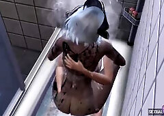 Girlfriends Bang In The Bathtub With A Fake Shlong