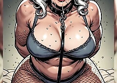 Kinky roleplay with blindfolds and leashes. Made with AI.