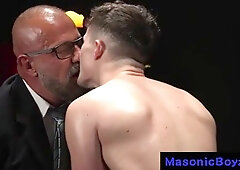 Fit Teenager Puts on a Flash for a Gang of Businessmen@MasonicBoyz