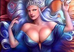 Fantasy art showcase of erotic digital illustrations with voluptuous figures