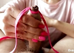 BONDAGE TIED COCK AND BALLS - FEMDOM EDGING HANDJOB