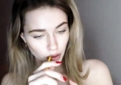 Small titted babe toys her pussy on webcam