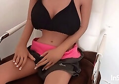 Nubile mature model Haircape plays with sex doll at home salon