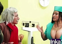 INKA SEX - Dr. Cacherín screws a large-titted nurse whilst they are attending to the boxer.