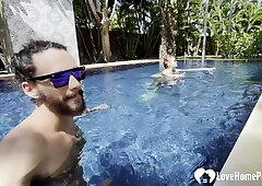 Raunchy Babe Takes a Swim and Gets My Dick Poolside