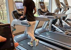 Public Masturbation with Lovense (lush) Part 3. During Fitness in the Gym